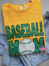 Load image into Gallery viewer, BASEBALL MOM FAUX SPARKLE TEE