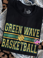 Load image into Gallery viewer, GREEN WAVE BASKETBALL ON THE LINE TEE