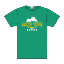 Load image into Gallery viewer, GREEN WAVE SOCCER DISTRESSED THROWBACK TEE