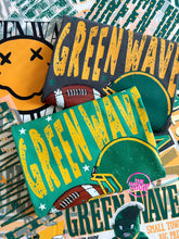 Load image into Gallery viewer, GREEN WAVE FOOTBALL GRUNGE HELMET TEE