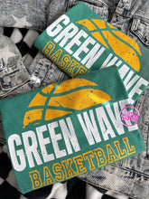 Load image into Gallery viewer, GREEN WAVE BASKETBALL NEW GRUNGE TEE