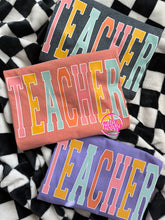 Load image into Gallery viewer, TEACHER RAINBOW VARSITY TEE
