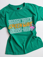 Load image into Gallery viewer, GREEN WAVE RETRO STACK TEE