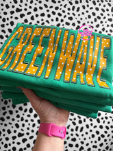 Load image into Gallery viewer, GREEN WAVE POLKA DOTS FAUX EMBROIDERY TEE