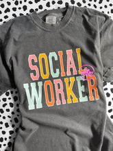 Load image into Gallery viewer, SOCIAL WORKER RAINBOW VARSITY TEE