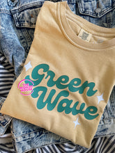 Load image into Gallery viewer, SALE! GREEN WAVE RETRO STARS TEE