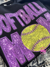 Load image into Gallery viewer, SOFTBALL MOM FAUX SPARKLE CREWNECK