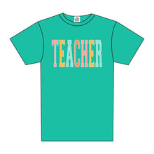 Load image into Gallery viewer, TEACHER RAINBOW VARSITY TEE