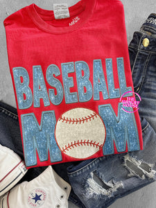 BASEBALL MOM FAUX SPARKLE TEE