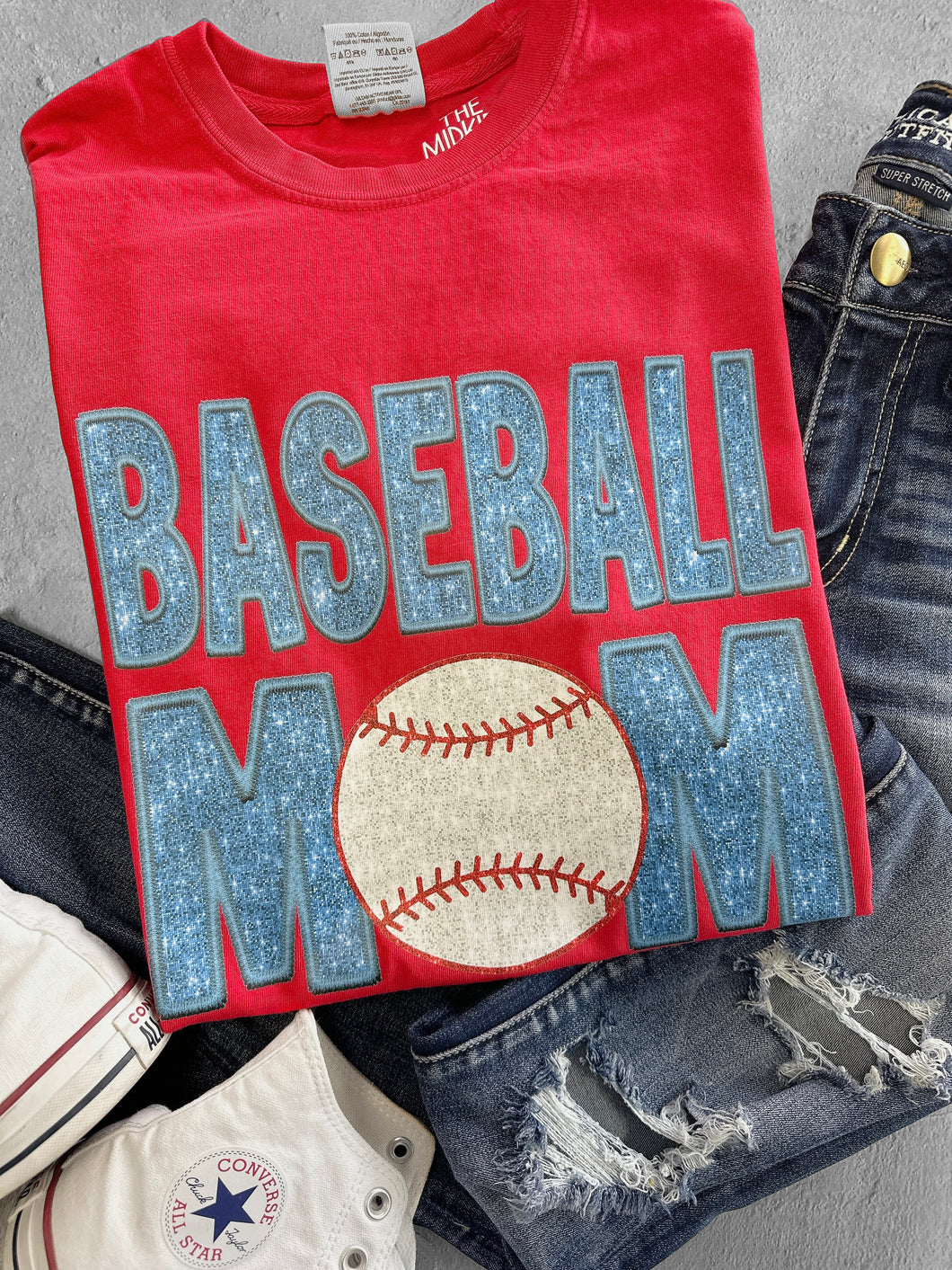 BASEBALL MOM FAUX SPARKLE TEE