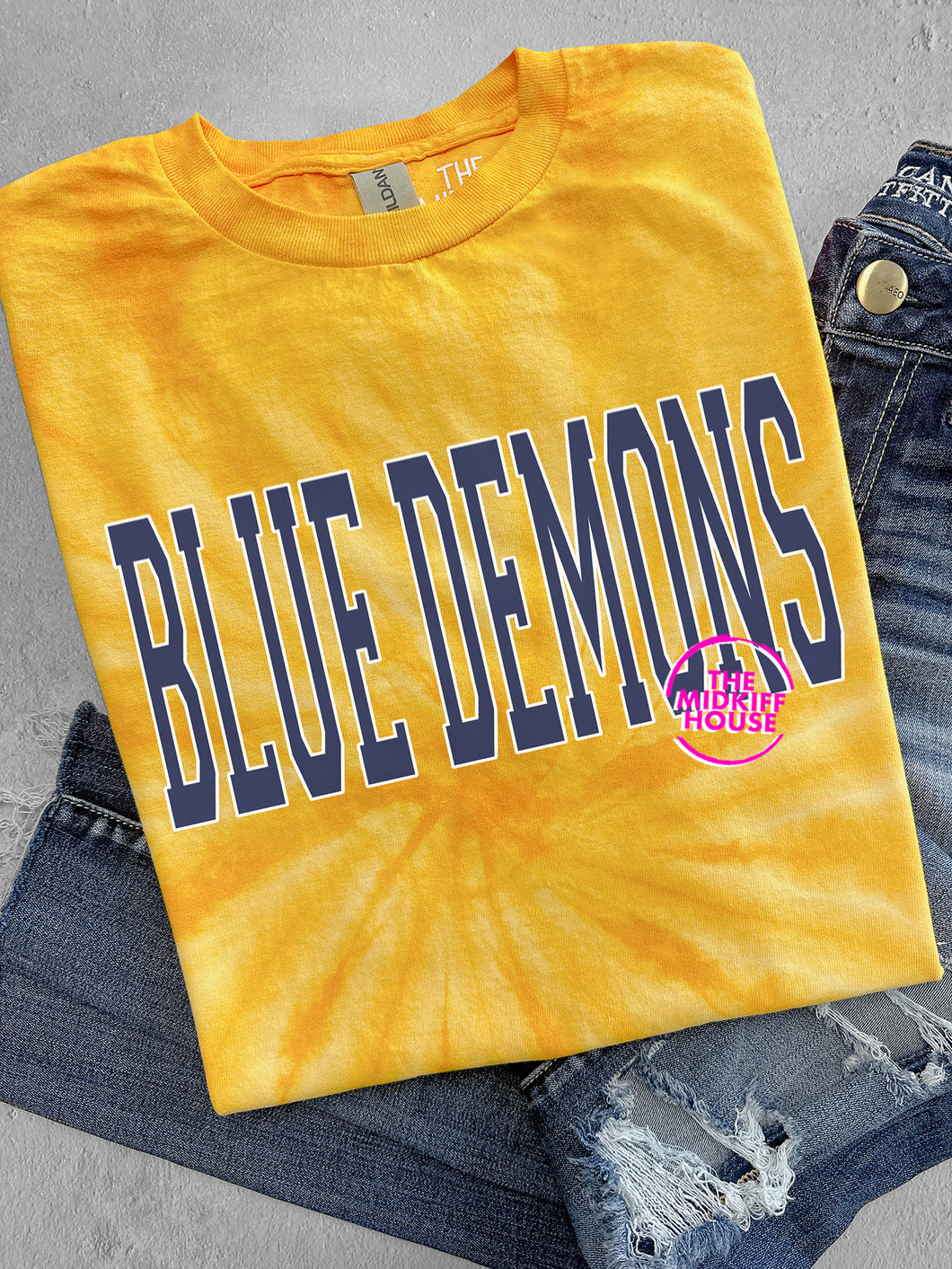 BLUE DEMONS VARSITY TIE-DYE TEE