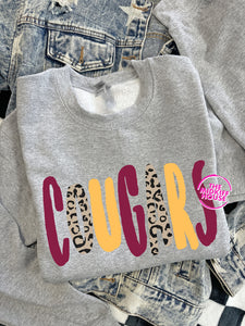 COUGARS LEOPARD STAMP CREWNECK