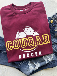 COUGAR DISTRESSED SOCCER TEE