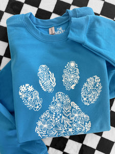 FLORAL PAW PRINT CREWNECK