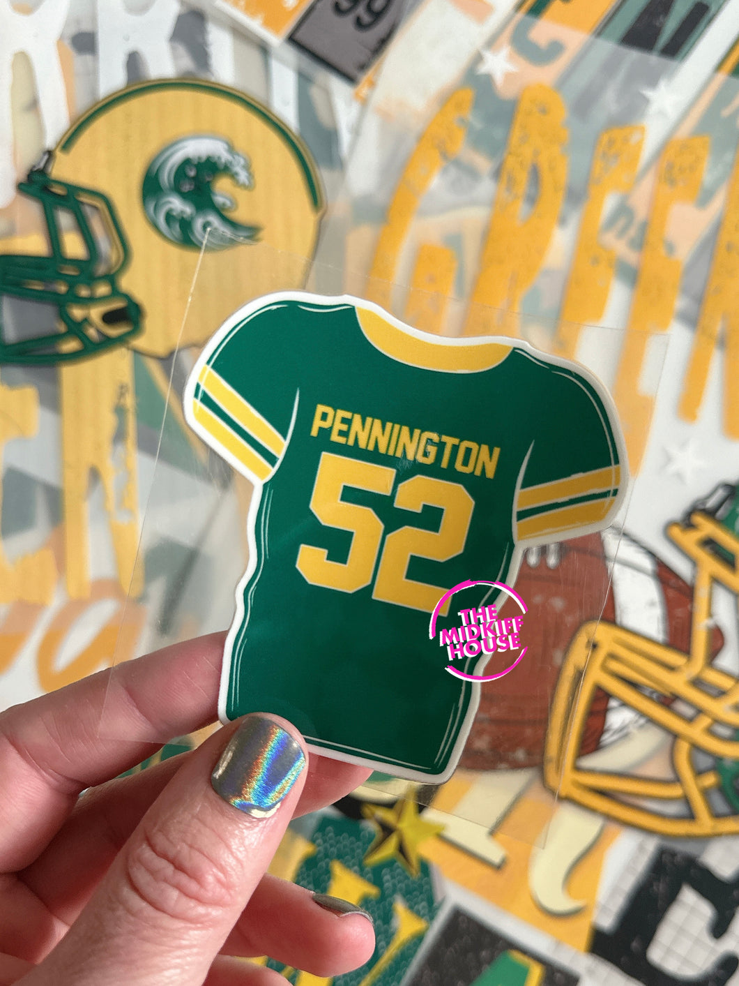GREEN WAVE FOOTBALL JERSEY TRANSFER DECAL