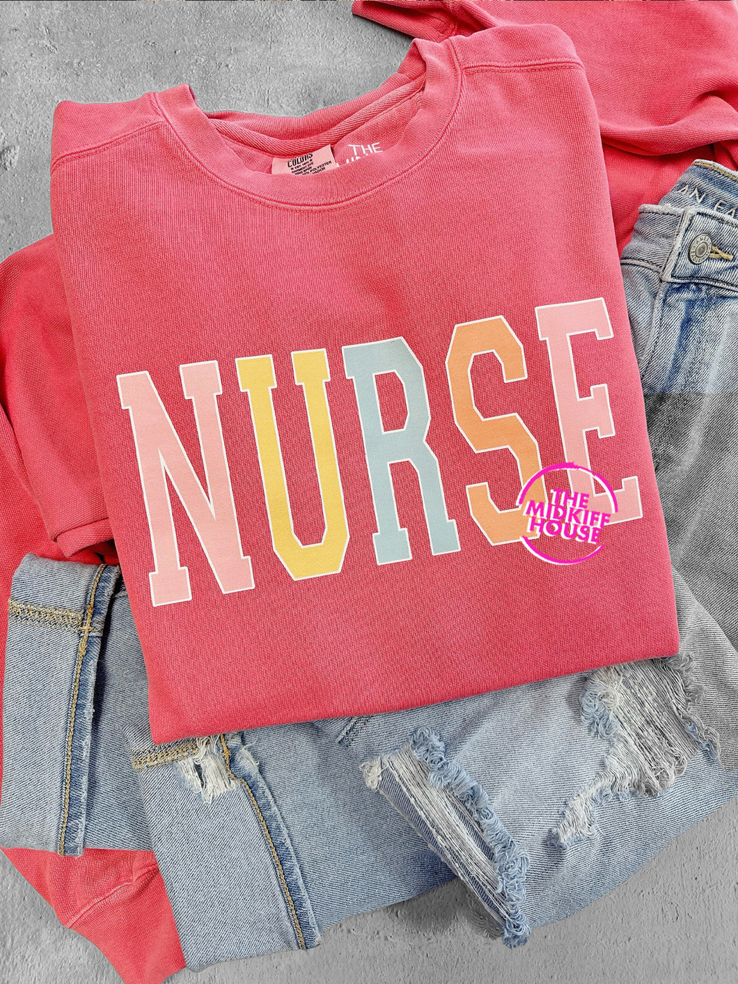 NURSE RAINBOW VARSITY CREWNECK