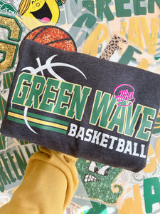 GREEN WAVE BASKETBALL GAME ON CREWNECK