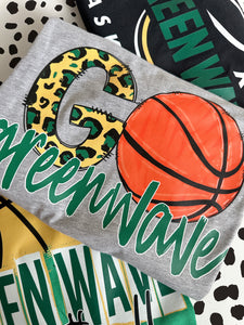 GO GREEN WAVE BASKETBALL TEE
