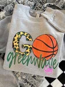 GO GREEN WAVE BASKETBALL CREWNECK
