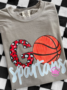 GO SPARTANS BASKETBALL TEE