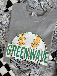 GREEN WAVE BASEBALL SKETCH TEE
