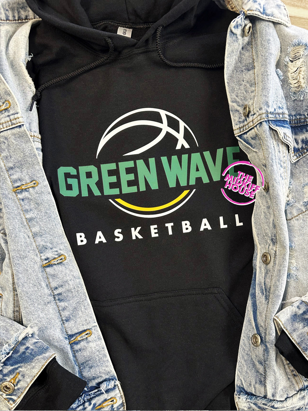 THROWBACK GREEN WAVE BASKETBALL HOODIE