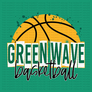 GREEN WAVE BASKETBALL SKETCH TEE