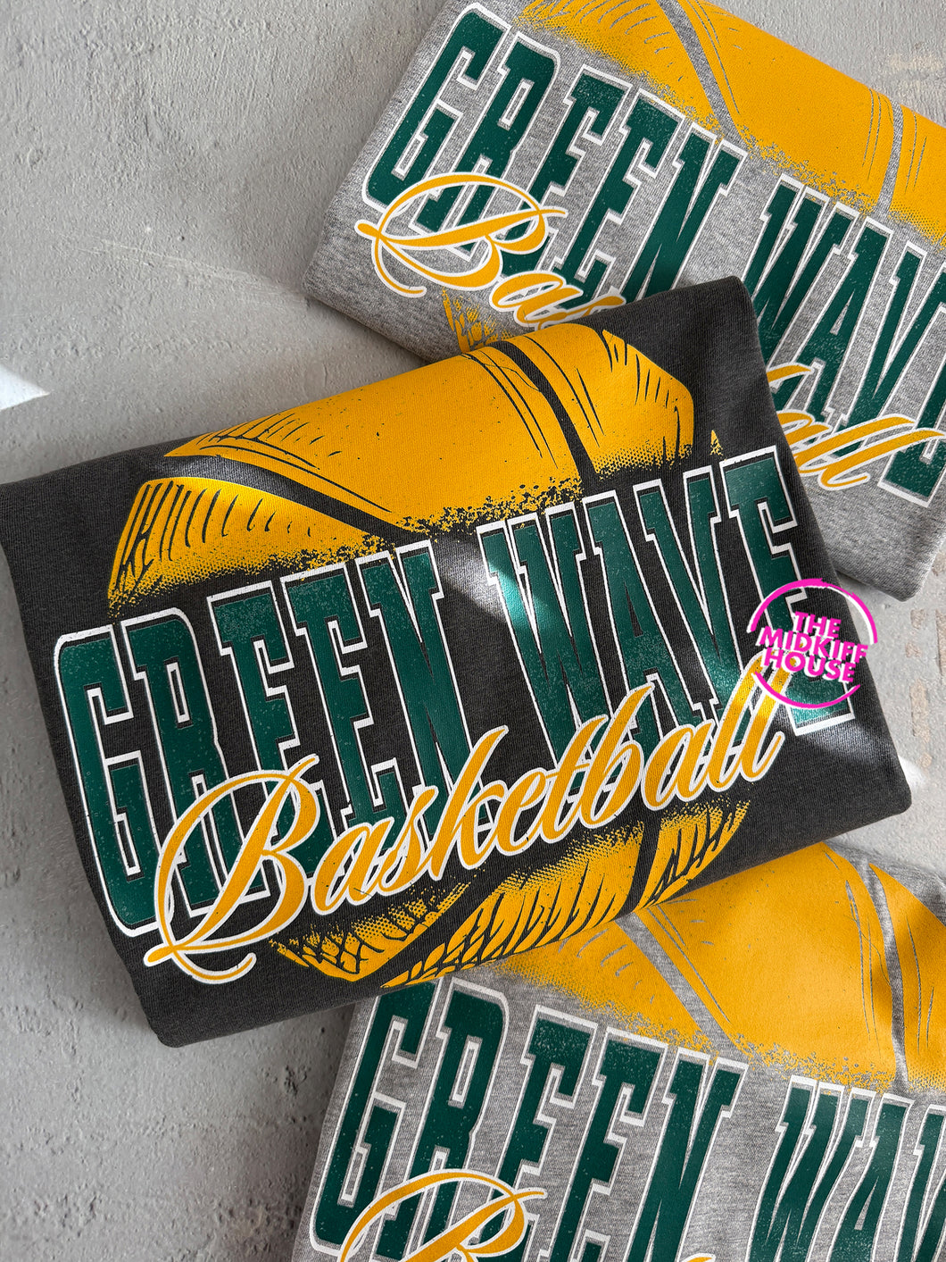 GREEN WAVE BIG TIME VINTAGE BASKETBALL TEE