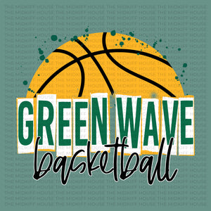 GREEN WAVE BASKETBALL SKETCH TEE