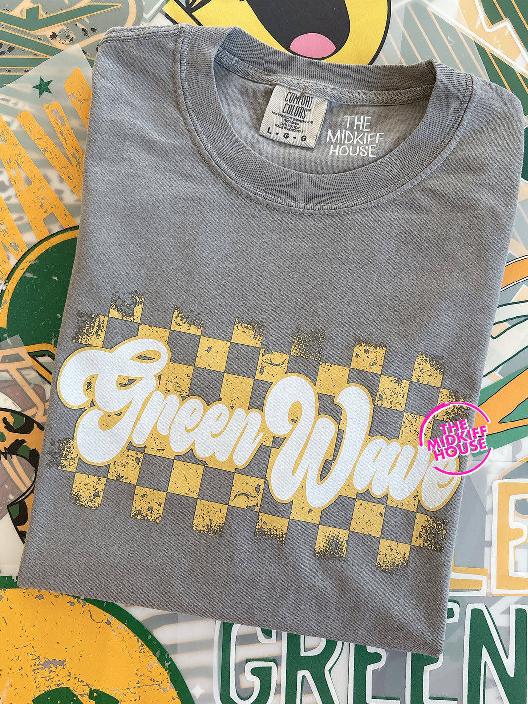 GREEN WAVE CHECKERBOARD TEE