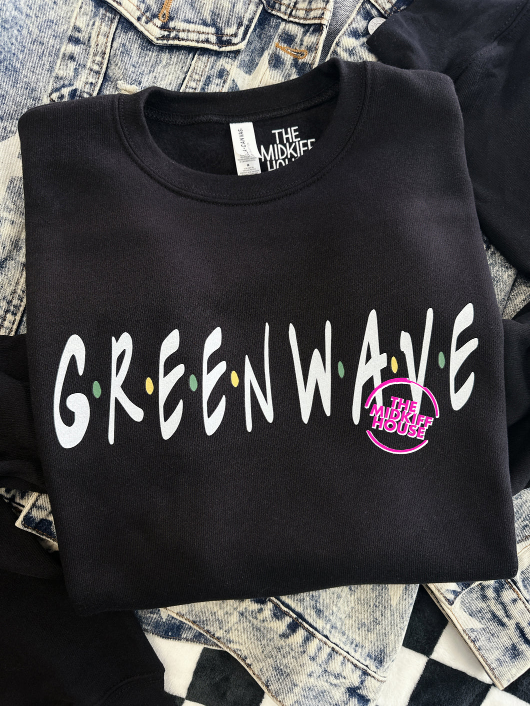 SALE! GREEN WAVE DOTS CREWNECK
