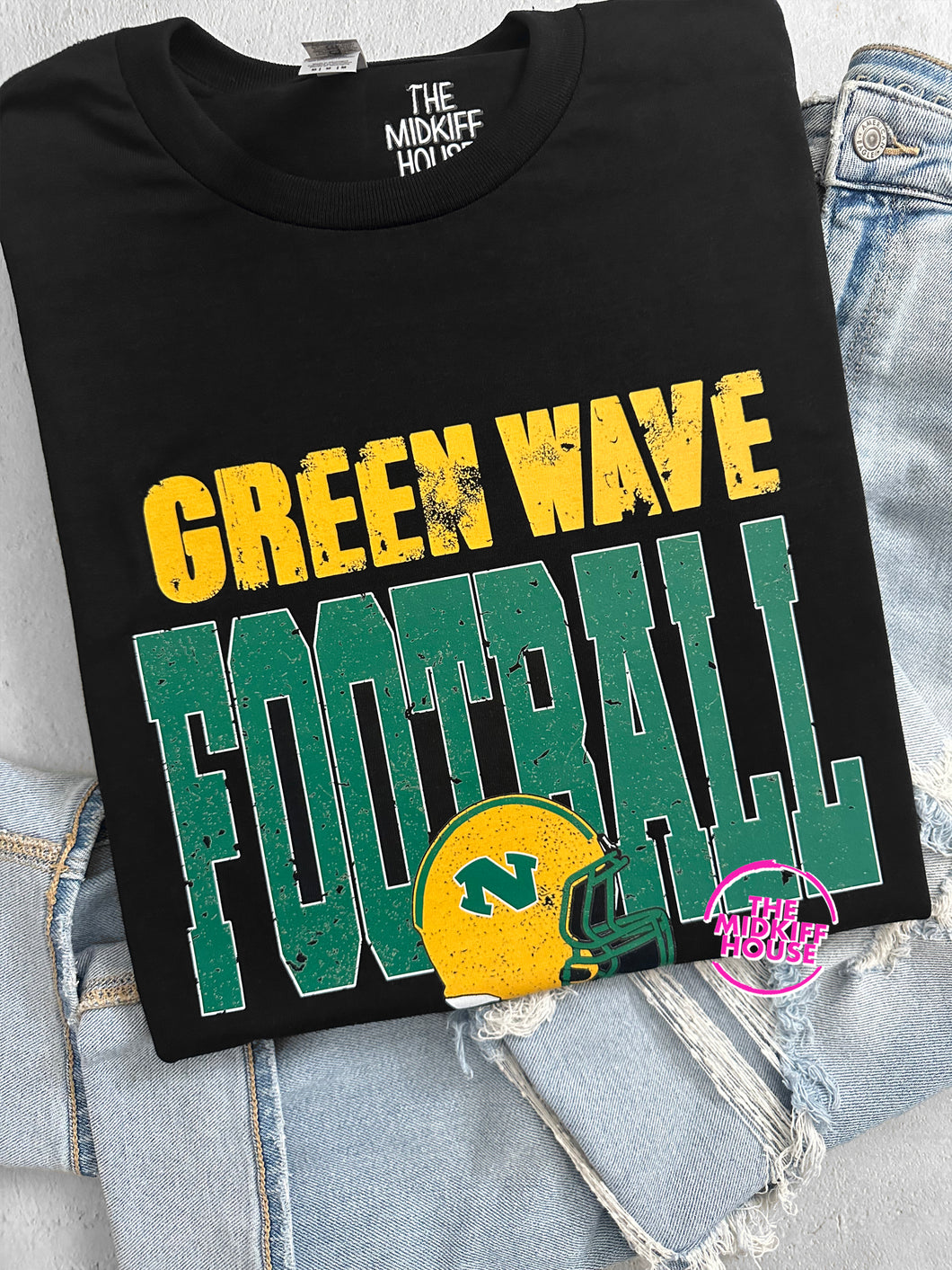 GREEN WAVE FOOTBALL BOLD TEE