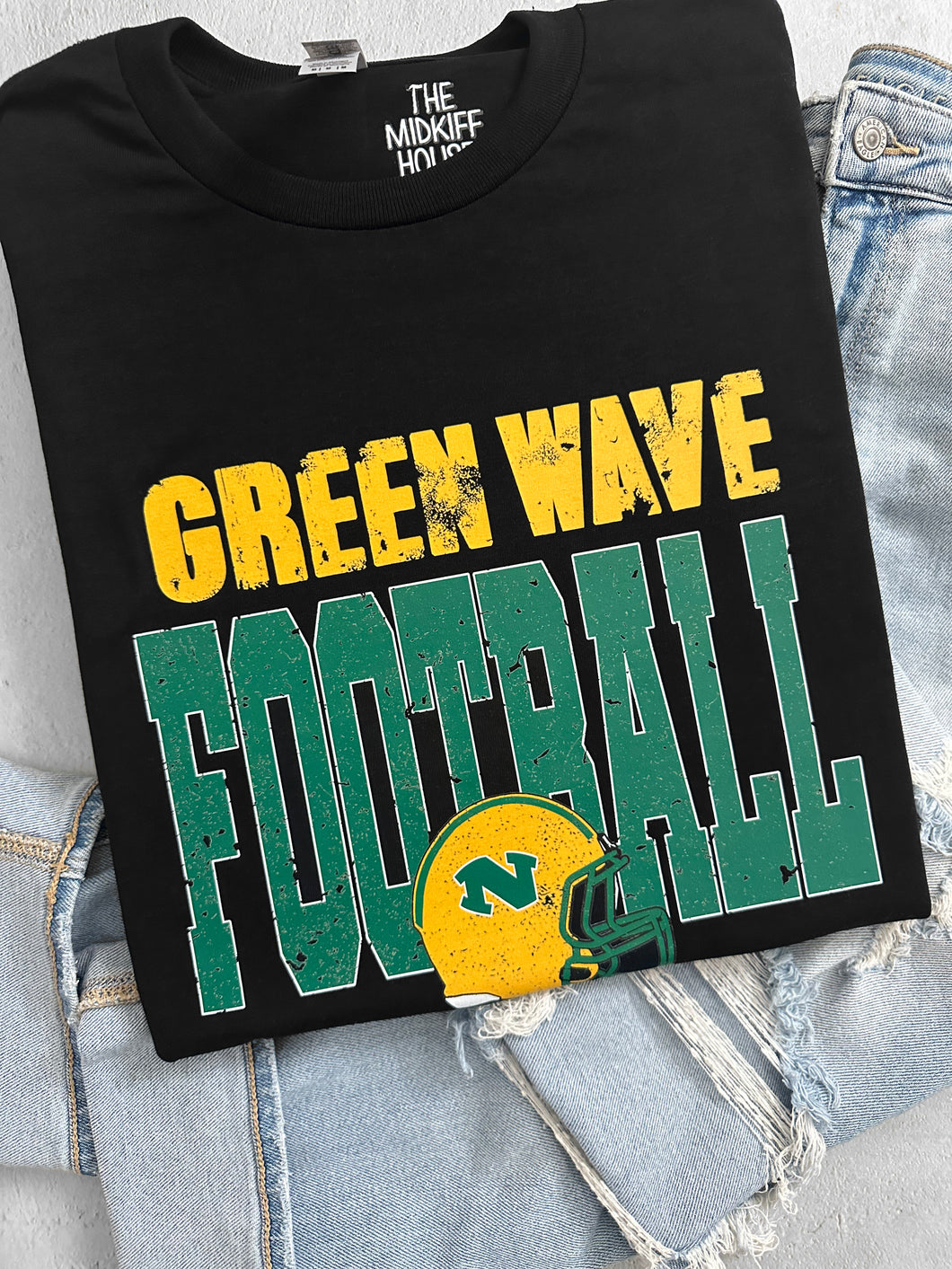 GREEN WAVE FOOTBALL BOLD TEE