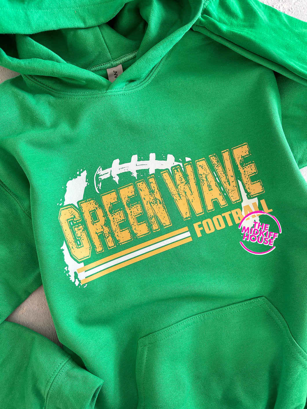 GREEN WAVE FOOTBALL BRUSHED HOODIE