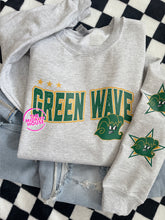 Load image into Gallery viewer, GREEN WAVE TRENDY STARS CREWNECK
