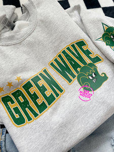 GREEN WAVE TRENDY STARS CREWNECK
