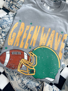 GREEN WAVE GRUNGE HELMET TEE (GRAY)