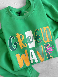 GREEN WAVE HAPPY CUT-OUTS CREWNECK