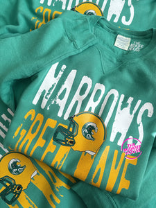 GREEN WAVE HELMET HEADLINE CREWNECK