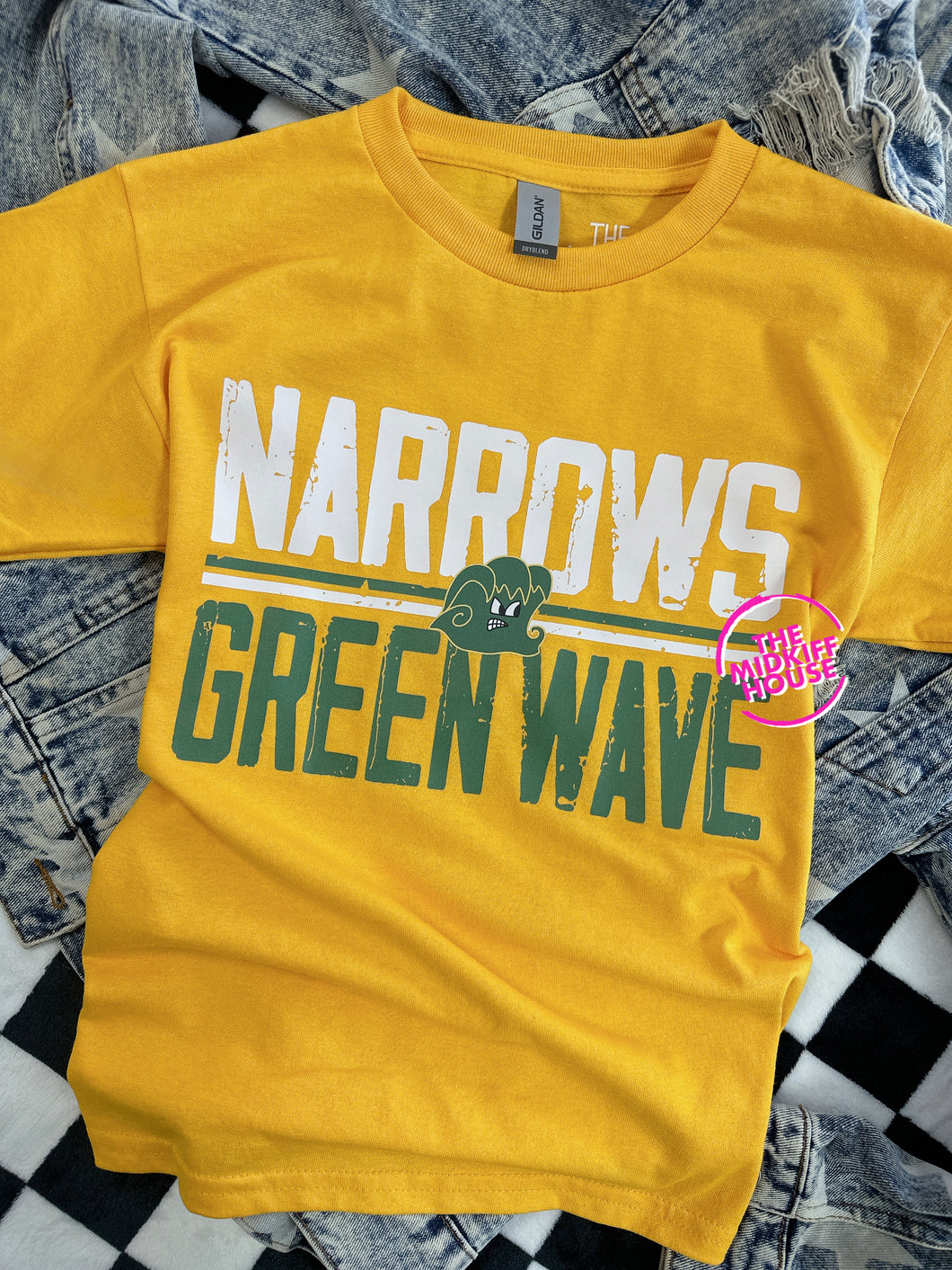 IN-STOCK! GREEN WAVE RETRO BLOCK TEE