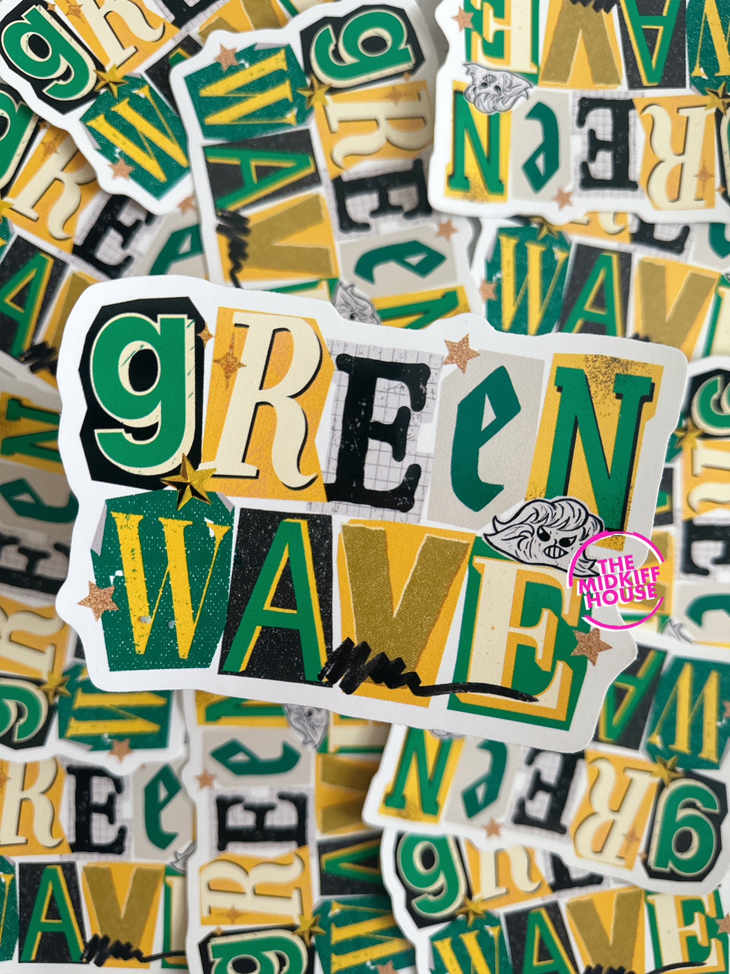 GREEN WAVE SCRAPBOOK STICKER
