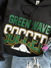 Load image into Gallery viewer, GREEN WAVE SOCCER ARCHED HOODIE
