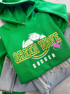 GREEN WAVE SOCCER DISTRESSED THROWBACK HOODIE
