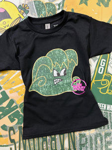 FAUX SPARKLE GREEN WAVE LOGO TEE