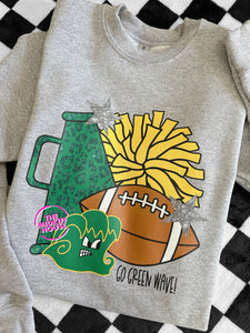 GREEN WAVE TRENDY CHEER CREWNECK