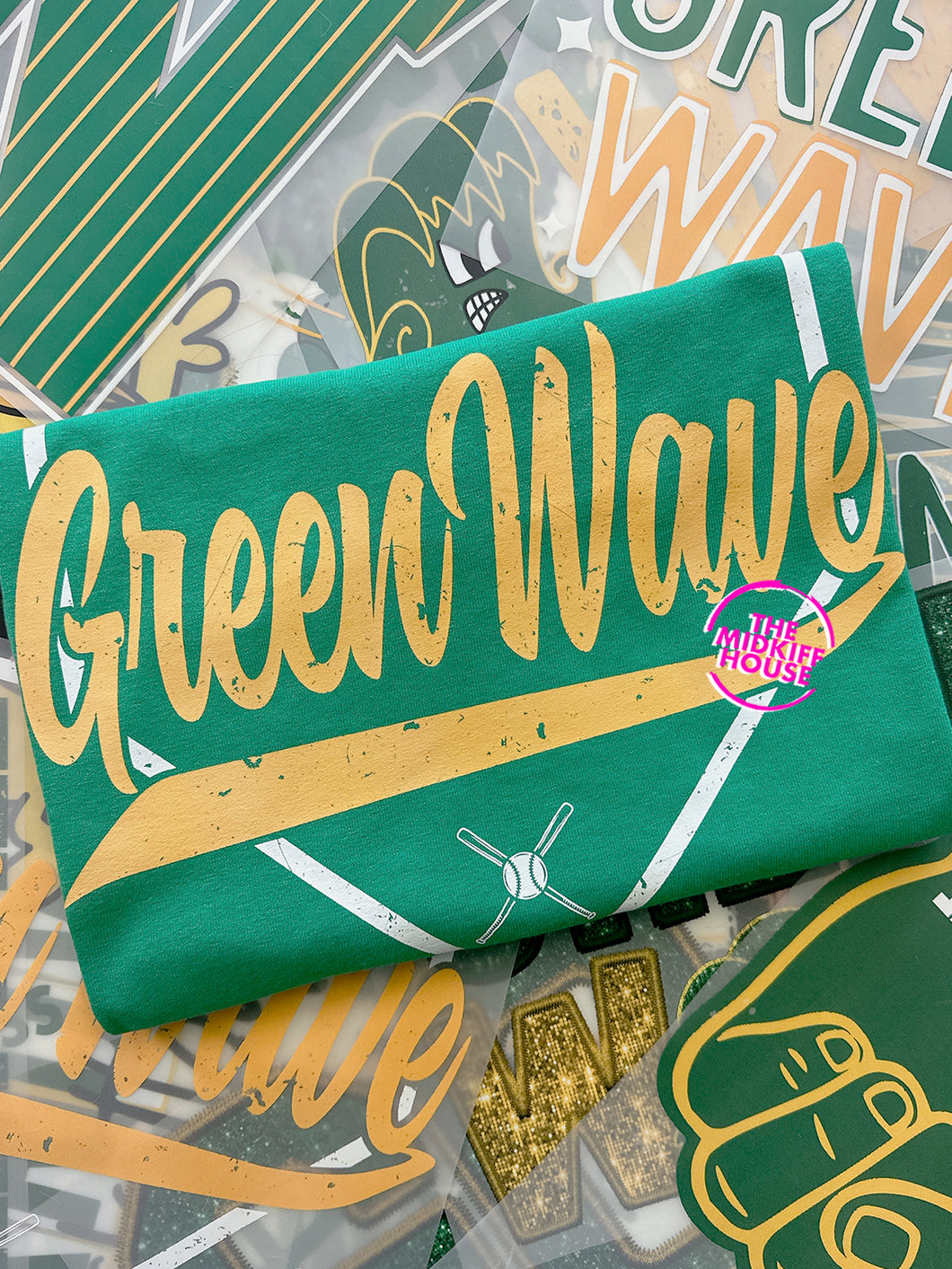 GREEN WAVE VINTAGE PLATE TEE
