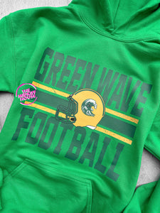 GREEN WAVE HELMET DISTRESSED LINES HOODIE