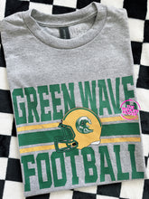Load image into Gallery viewer, SALE! GREEN WAVE HELMET DISTRESSED LINES TEE
