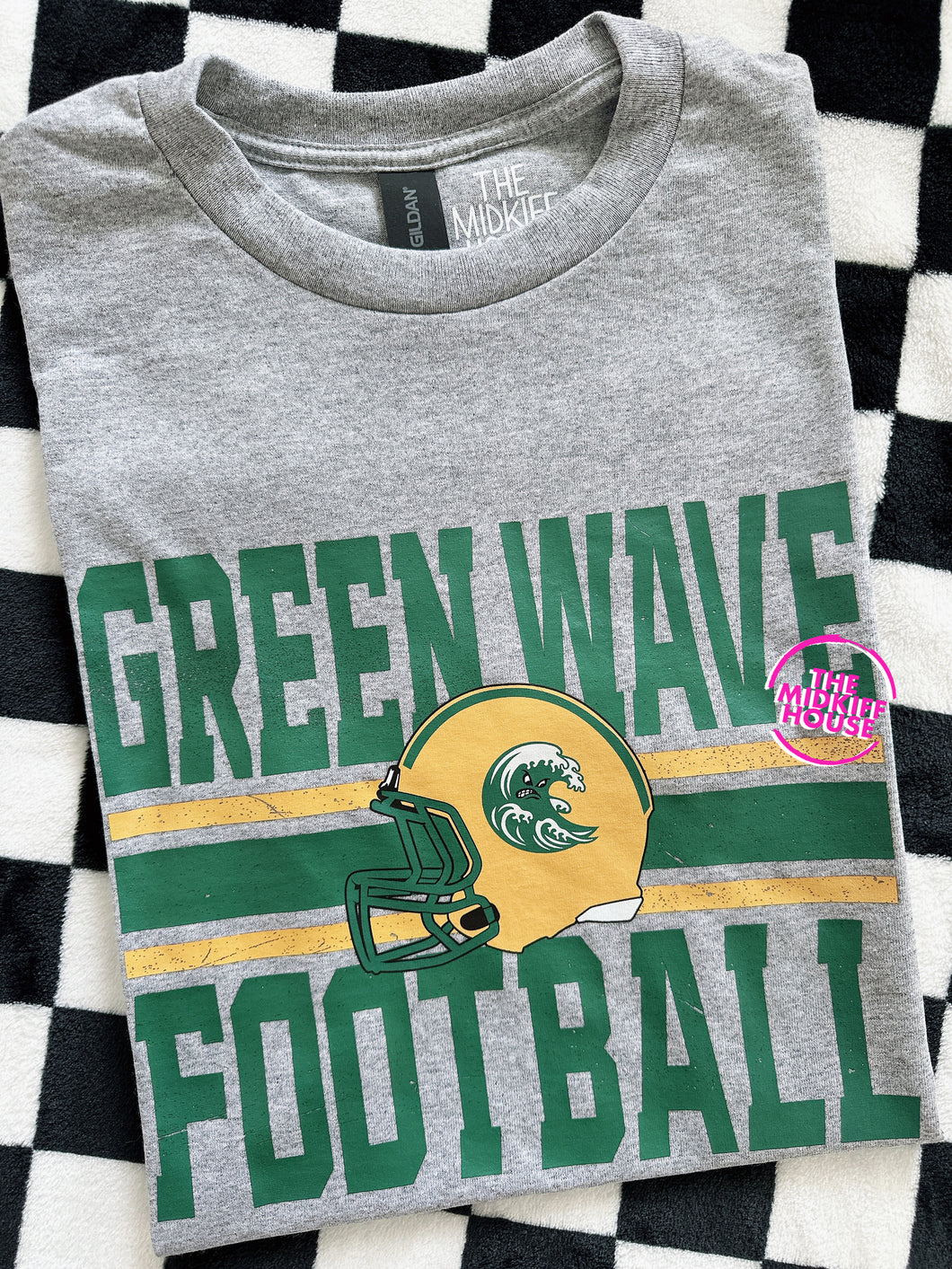 SALE! GREEN WAVE HELMET DISTRESSED LINES TEE