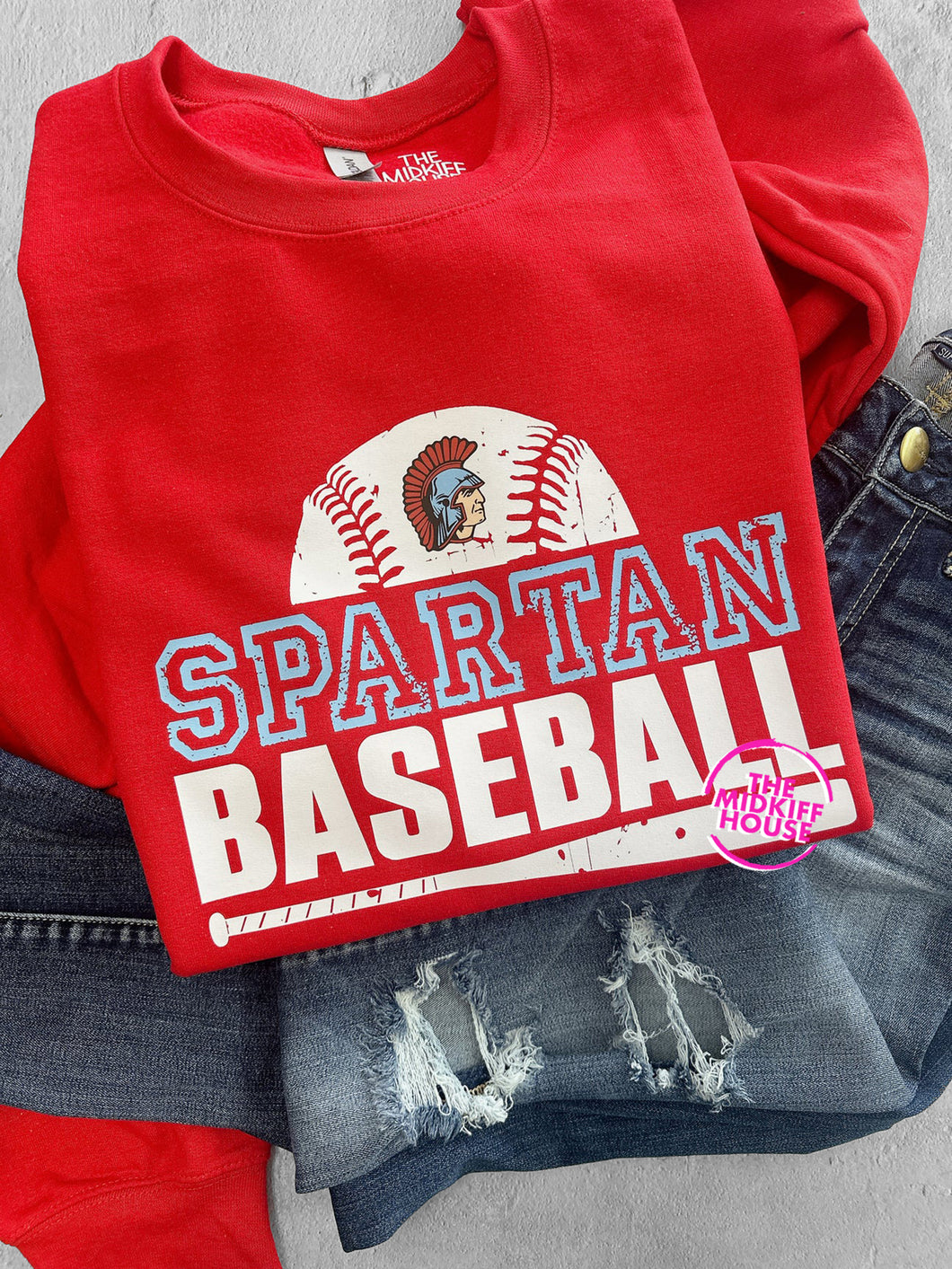 SPARTAN BASEBALL GRUNGE CREWNECK